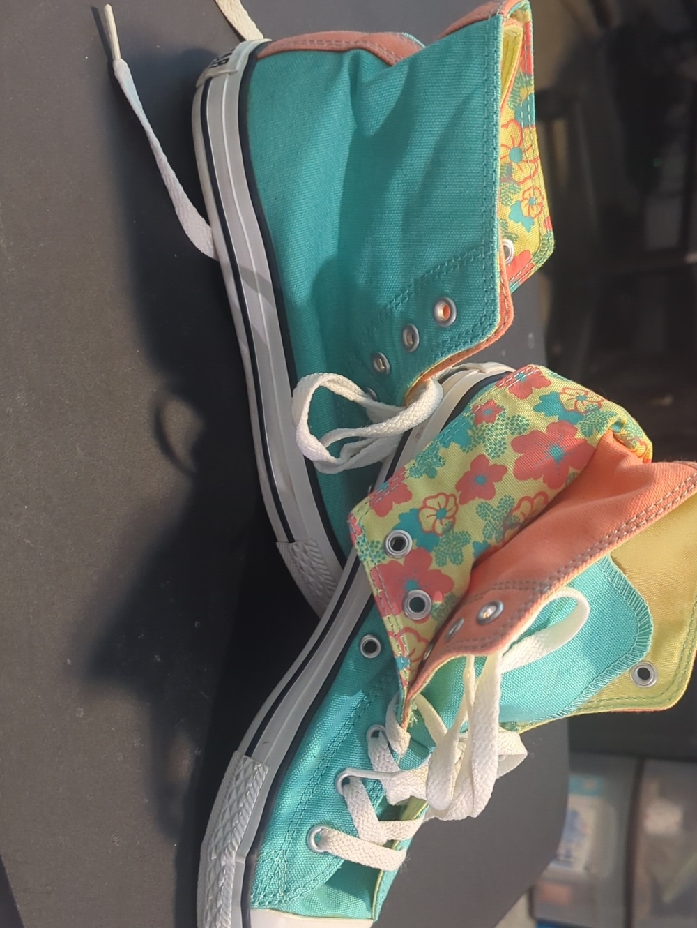 Converse Women's Teal Floral High-Top Athletic Shoes